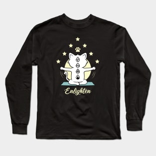 Enlighten Cat Doing Meditations Long Sleeve T-Shirt